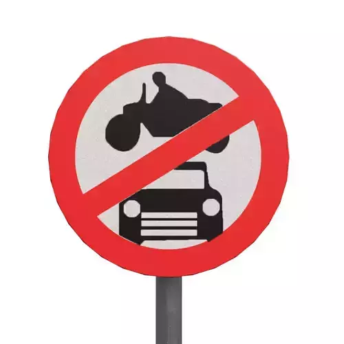 All motor vehicles prohibited Roadsign Low-poly 3D model