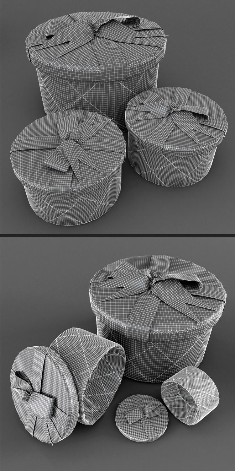 Gift box ribbon 3D model_3