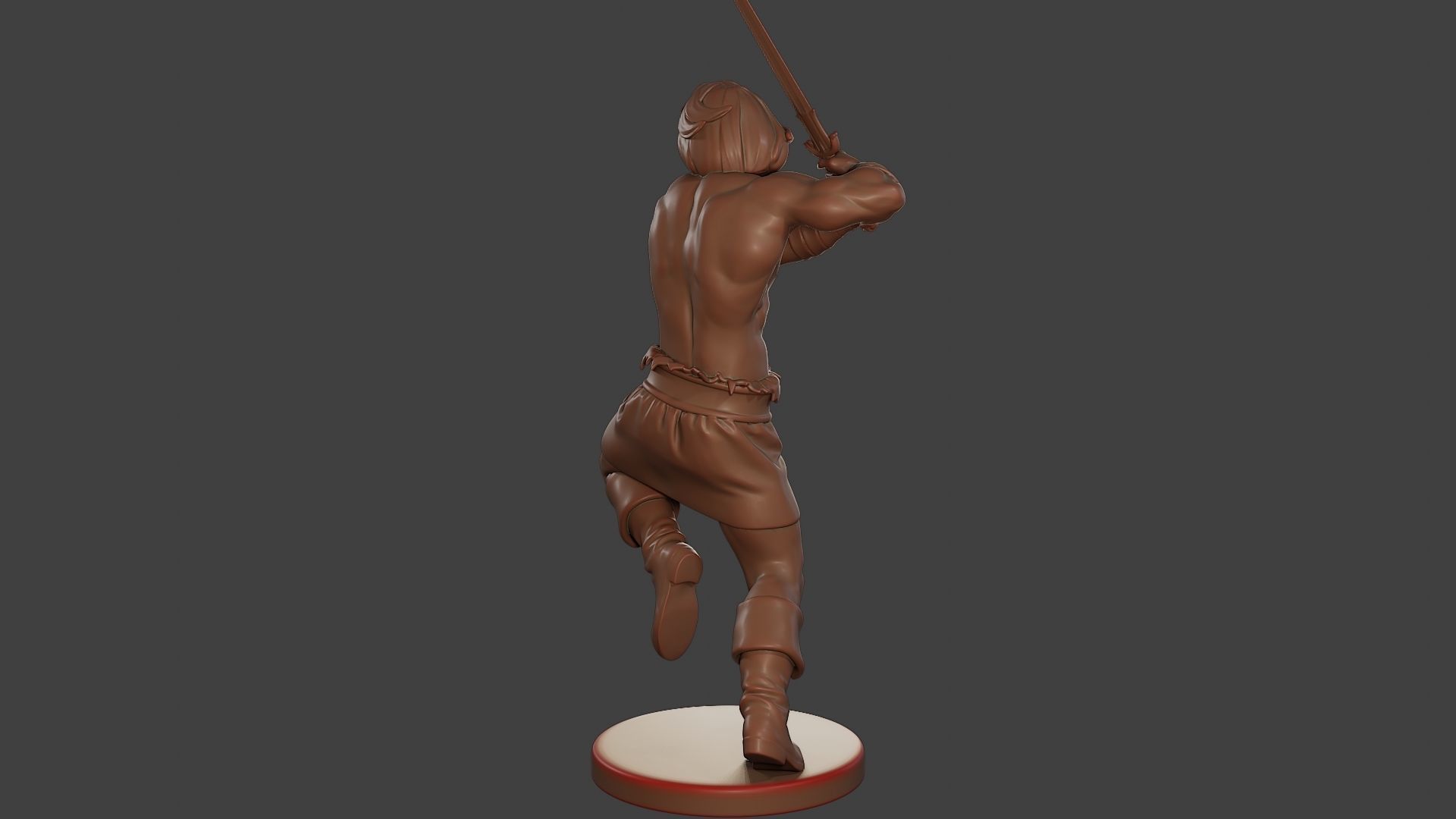 Male Barbarian 2HSword Attacking2 3D print model_5
