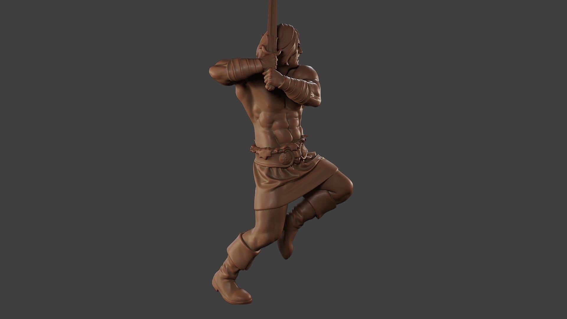 Male Barbarian 2HSword Attacking2 3D print model_31