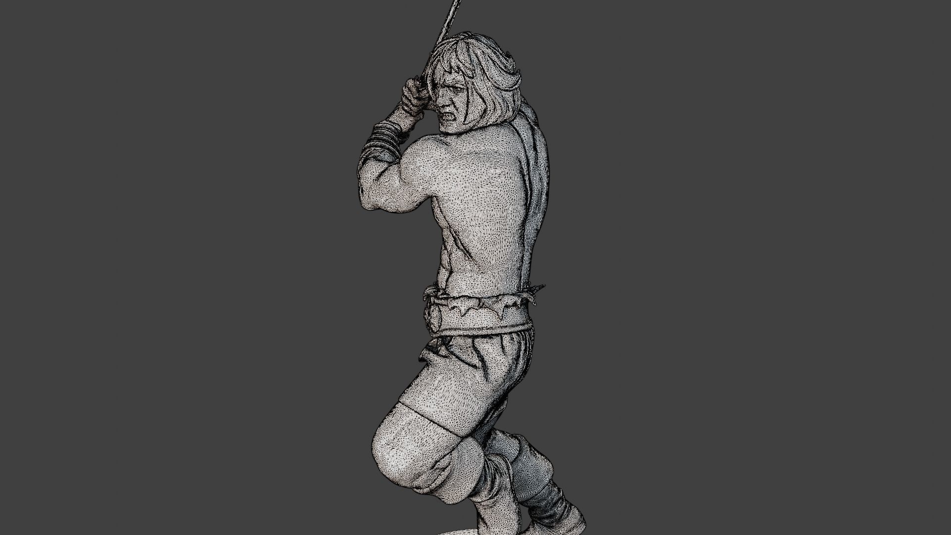 Male Barbarian 2HSword Attacking2 3D print model_12