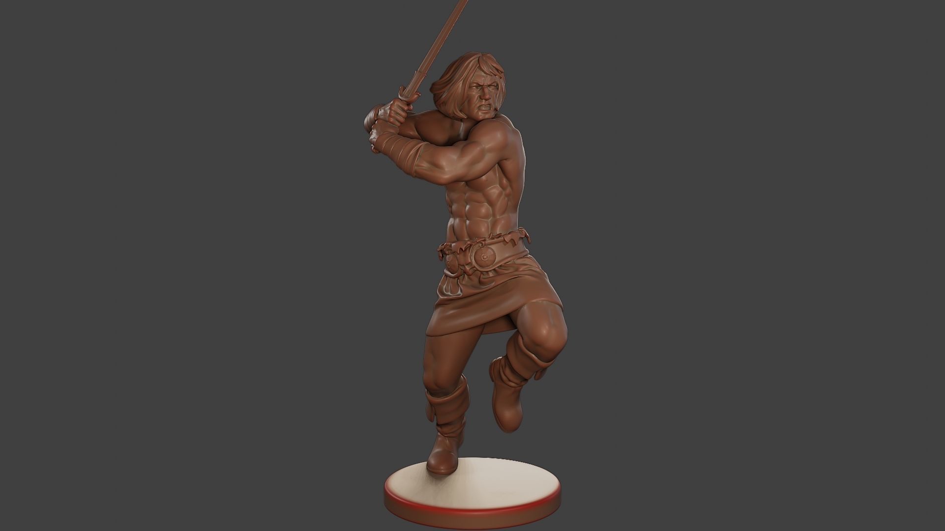 Male Barbarian 2HSword Attacking2 3D print model_10