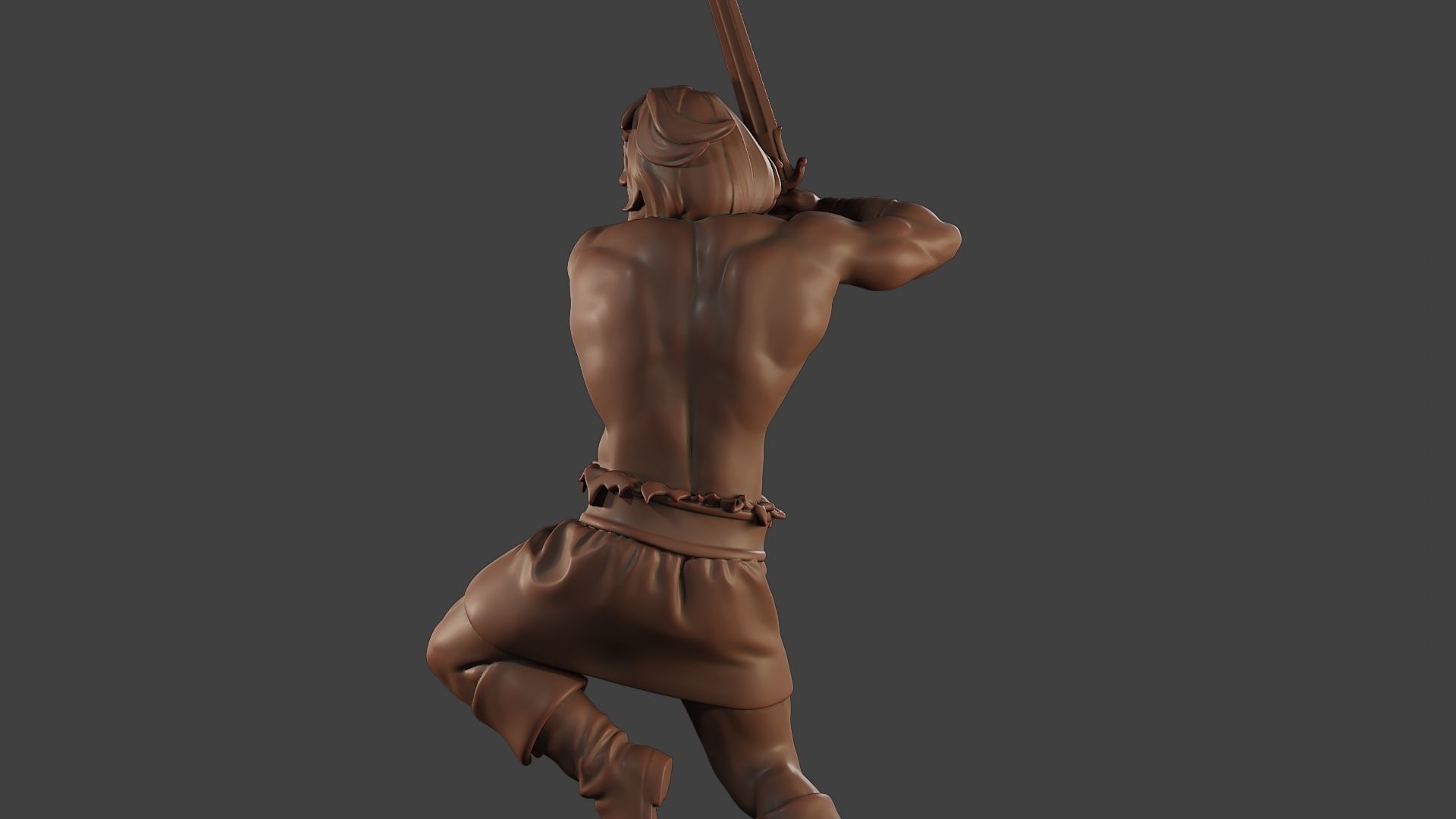 Male Barbarian 2HSword Attacking2 3D print model_26