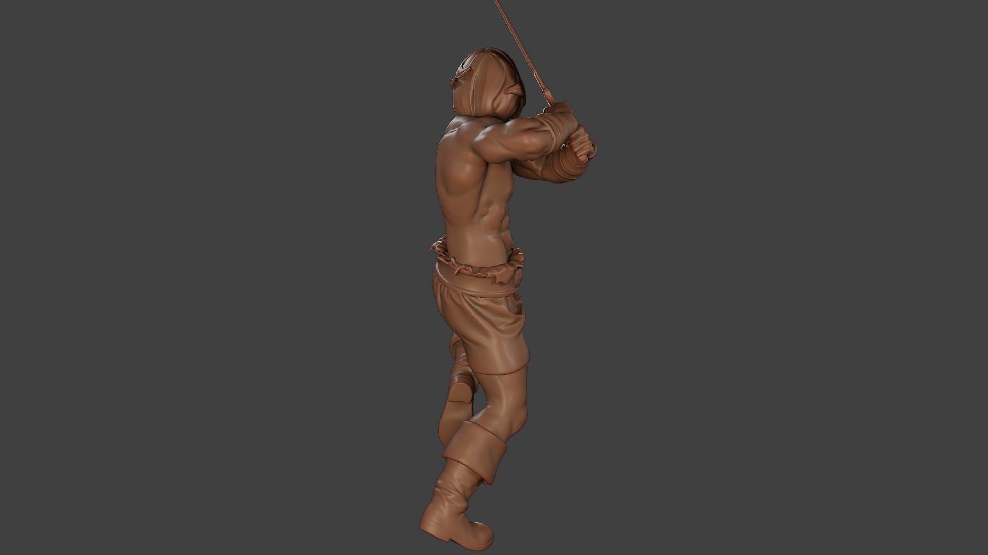 Male Barbarian 2HSword Attacking2 3D print model_25