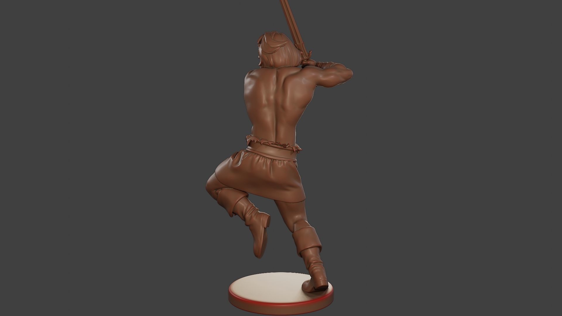 Male Barbarian 2HSword Attacking2 3D print model_4