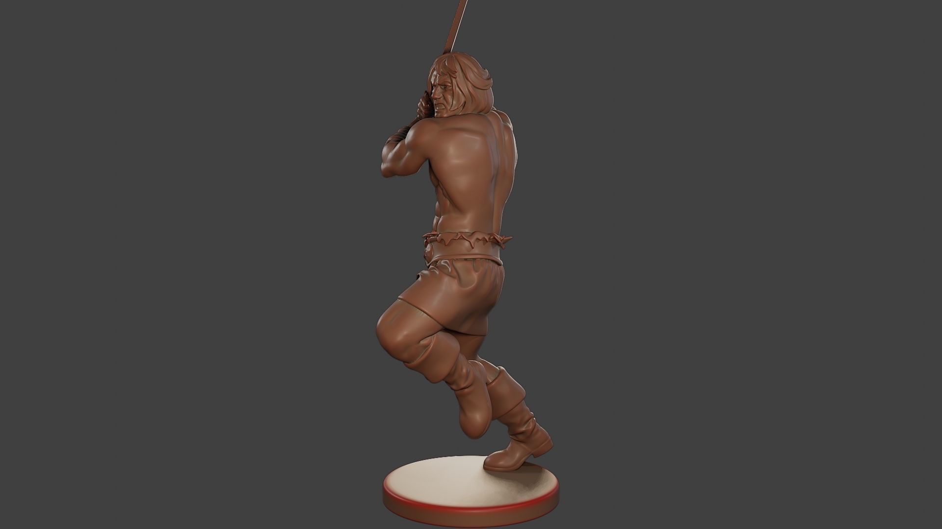 Male Barbarian 2HSword Attacking2 3D print model_2