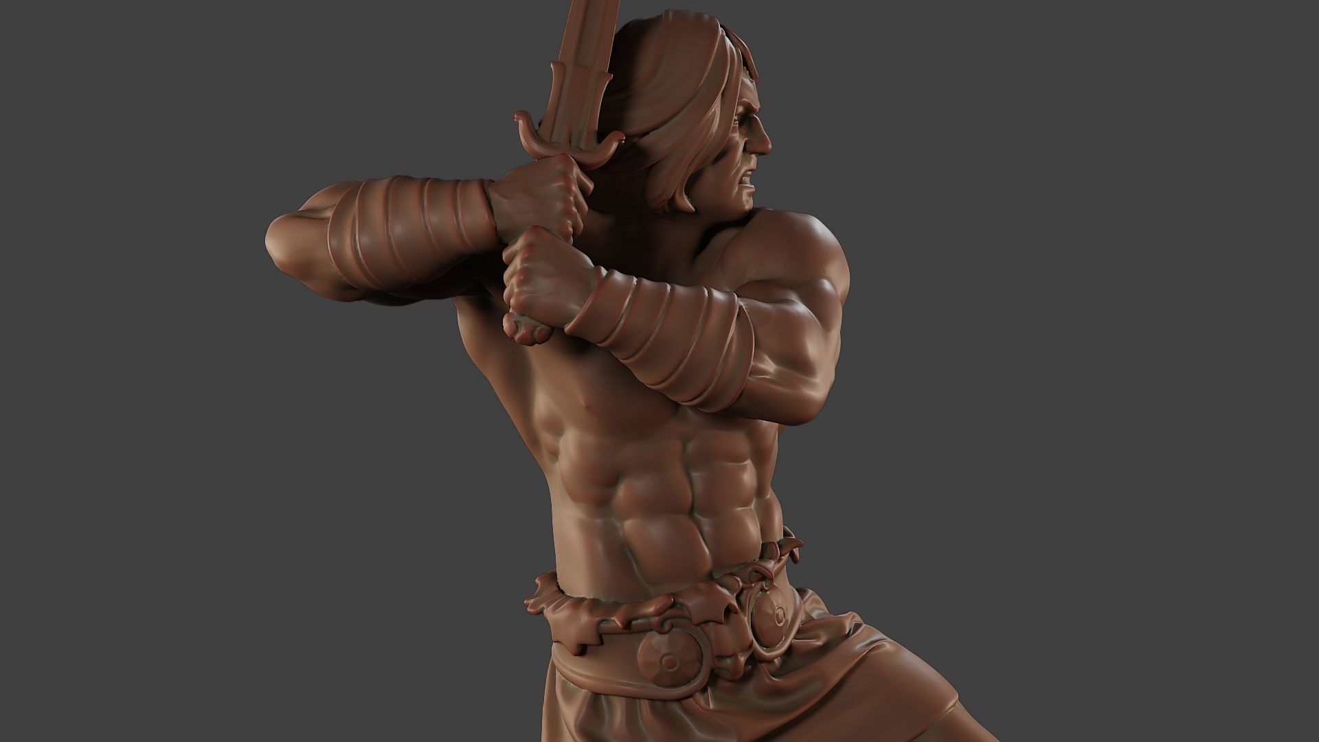 Male Barbarian 2HSword Attacking2 3D print model_20