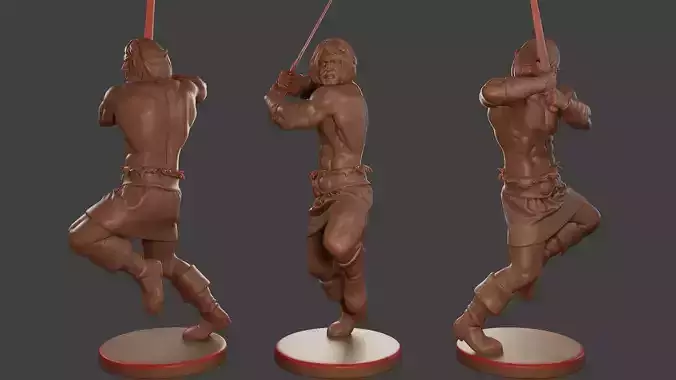 Male Barbarian 2HSword Attacking2 3D print model
