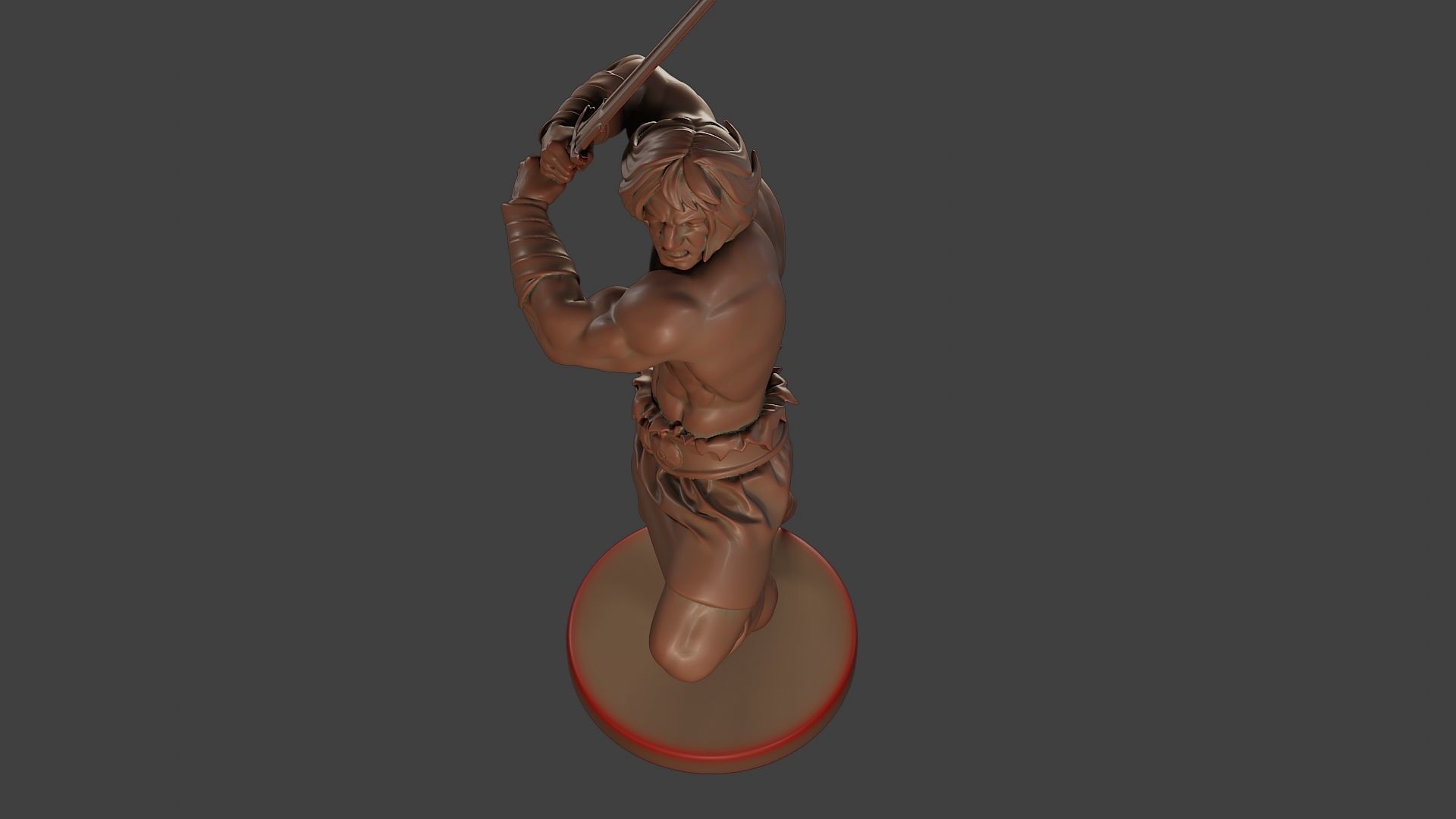 Male Barbarian 2HSword Attacking2 3D print model_14