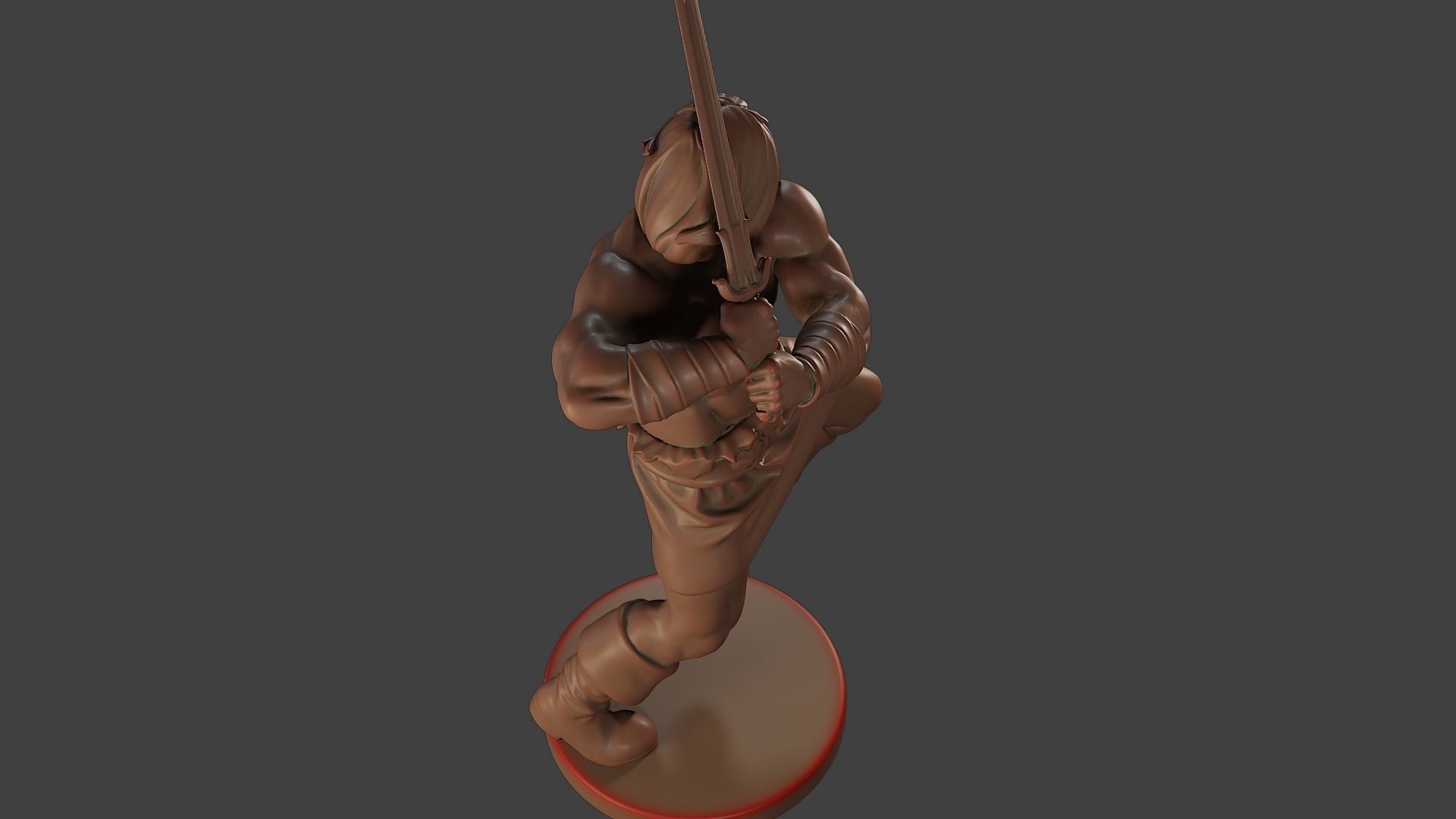 Male Barbarian 2HSword Attacking2 3D print model_22