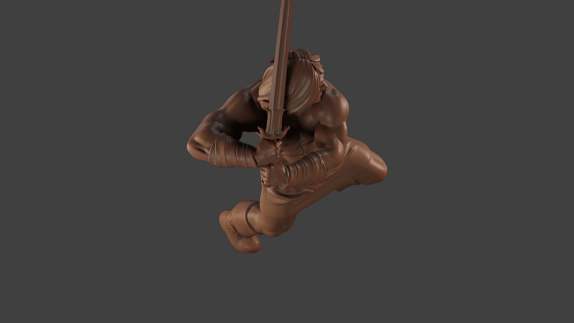 Male Barbarian 2HSword Attacking2 3D print model_23