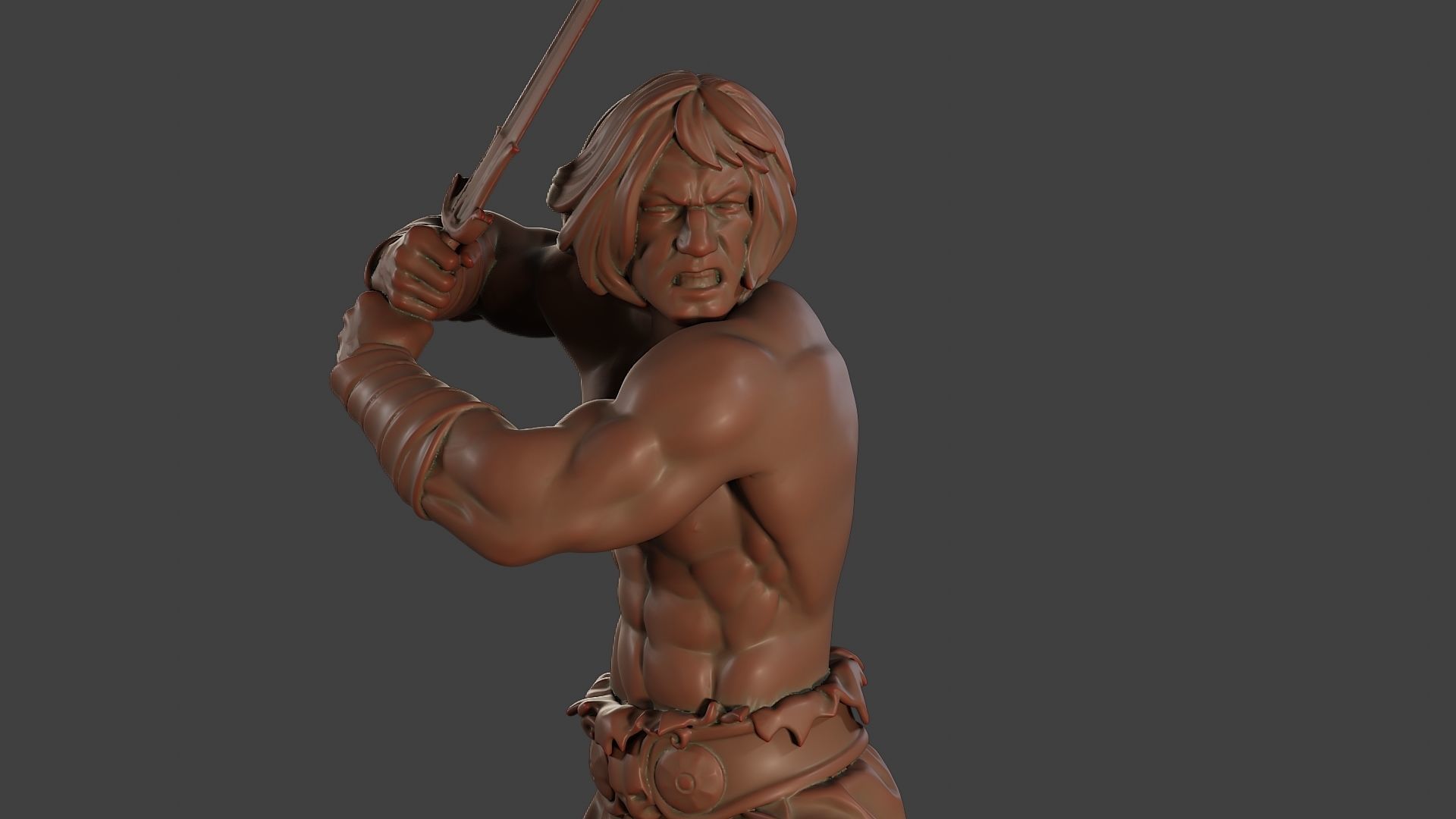 Male Barbarian 2HSword Attacking2 3D print model_19