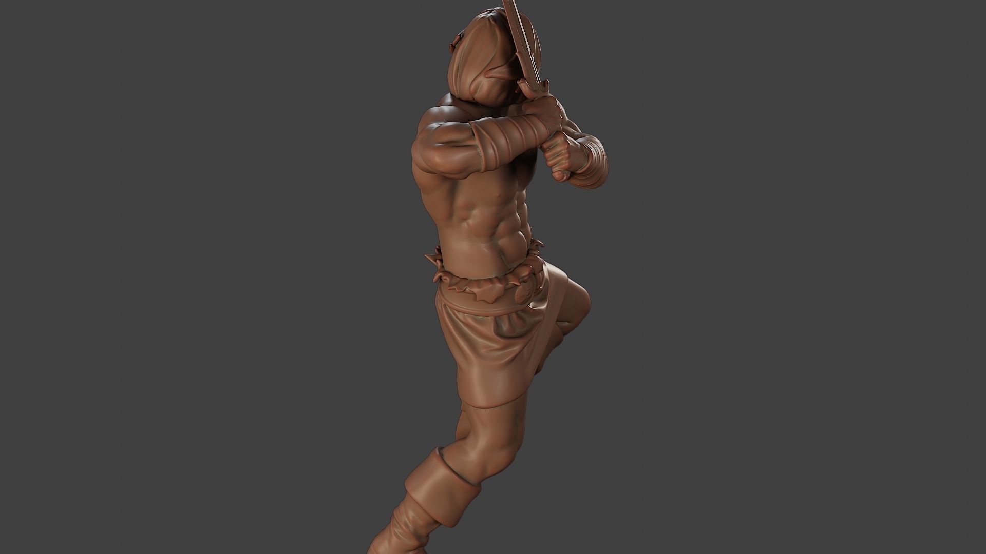 Male Barbarian 2HSword Attacking2 3D print model_24