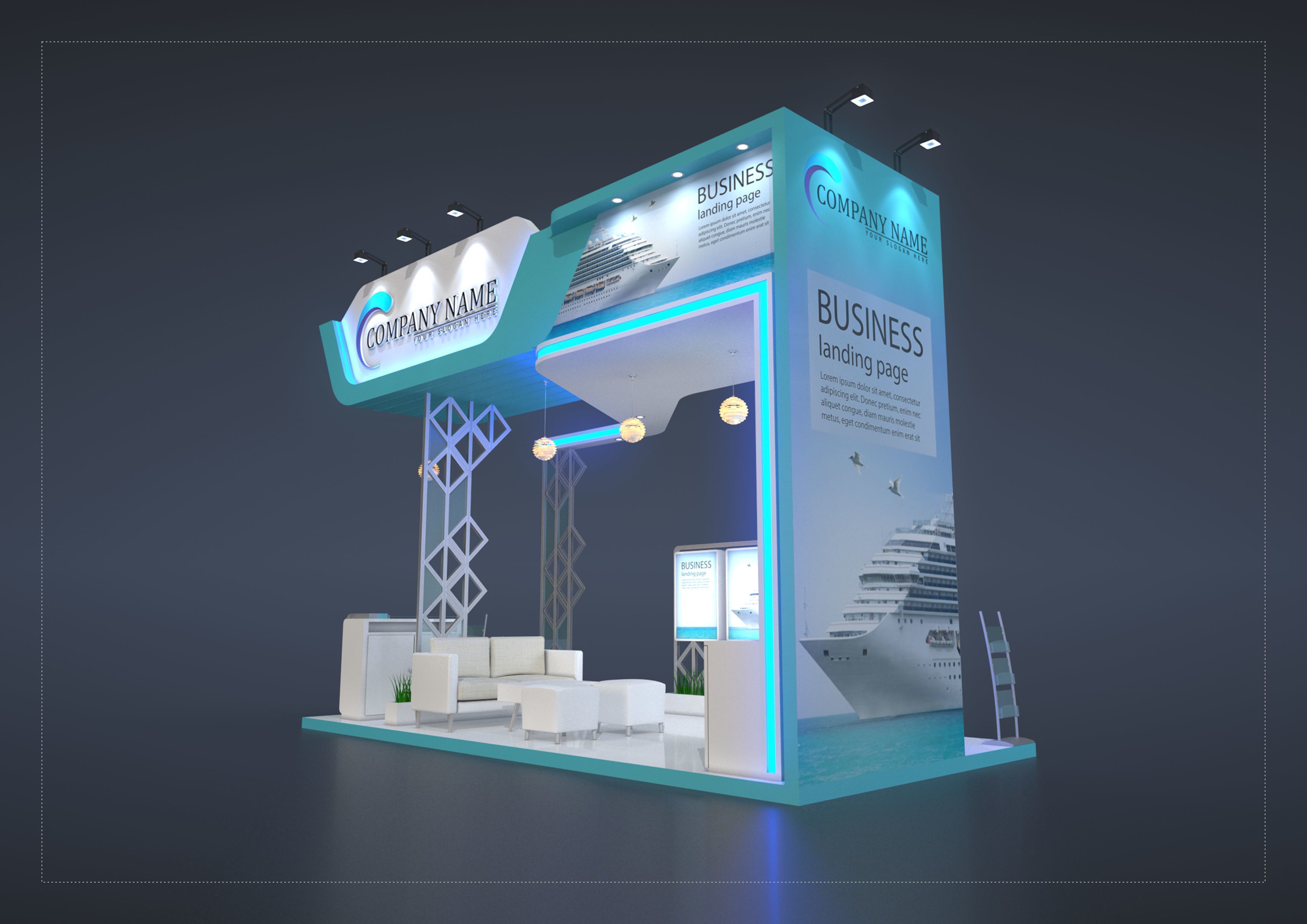 exhibition stand 6x3m prc 18 sqm 3D model_3
