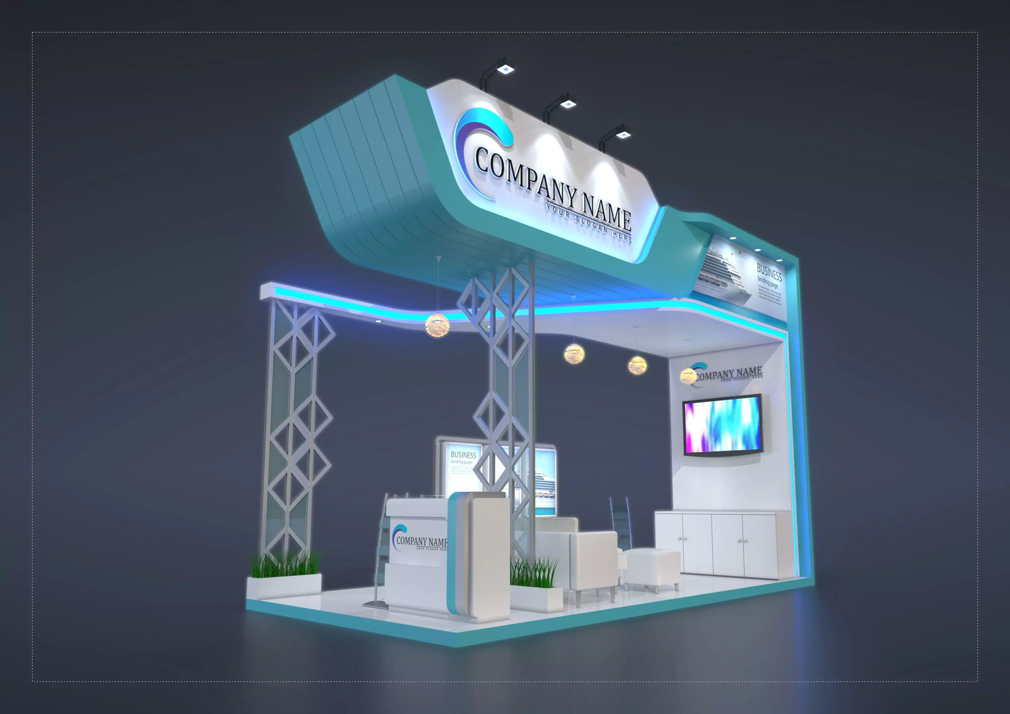 exhibition stand 6x3m prc 18 sqm 3D model_0
