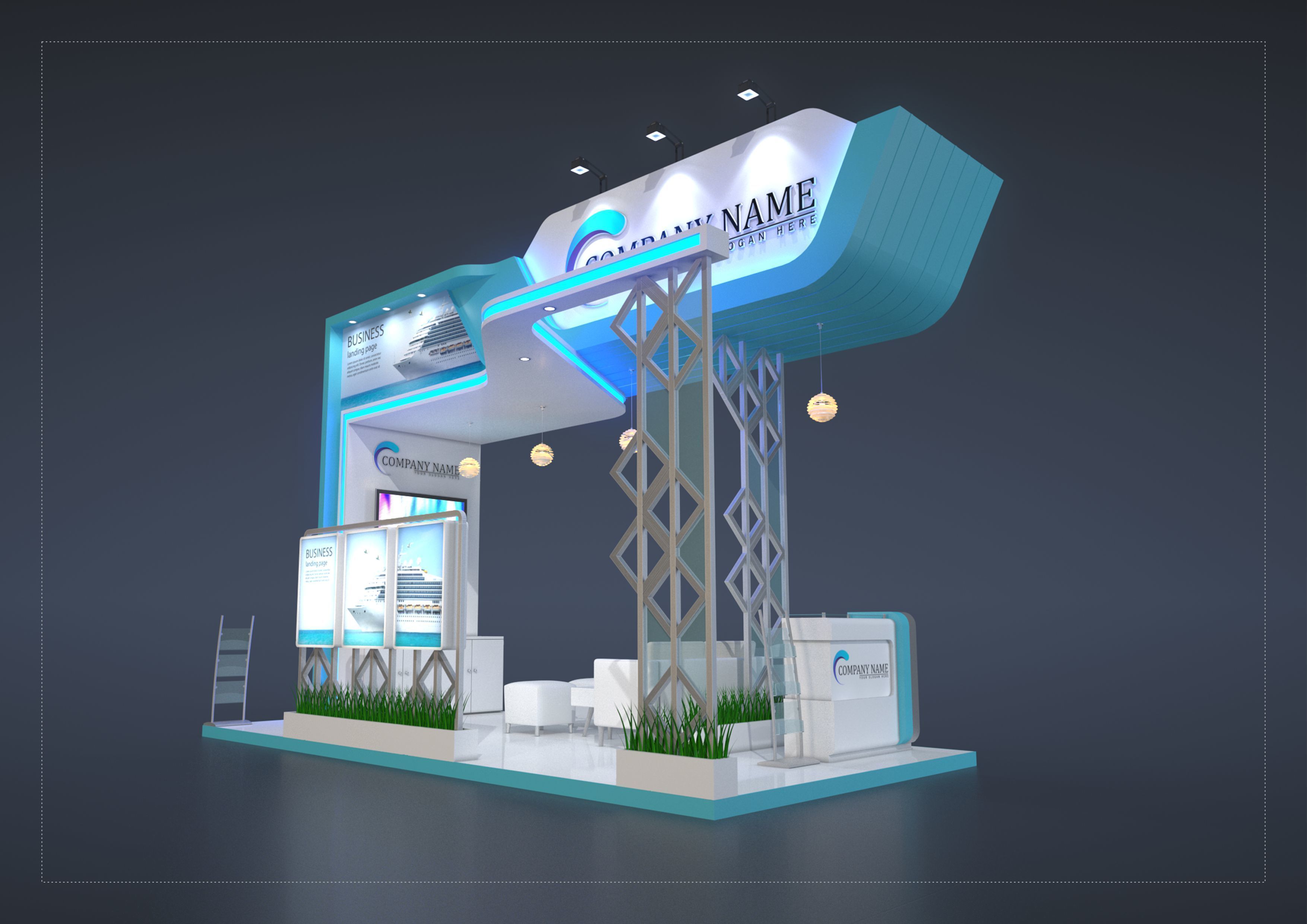 exhibition stand 6x3m prc 18 sqm 3D model_2