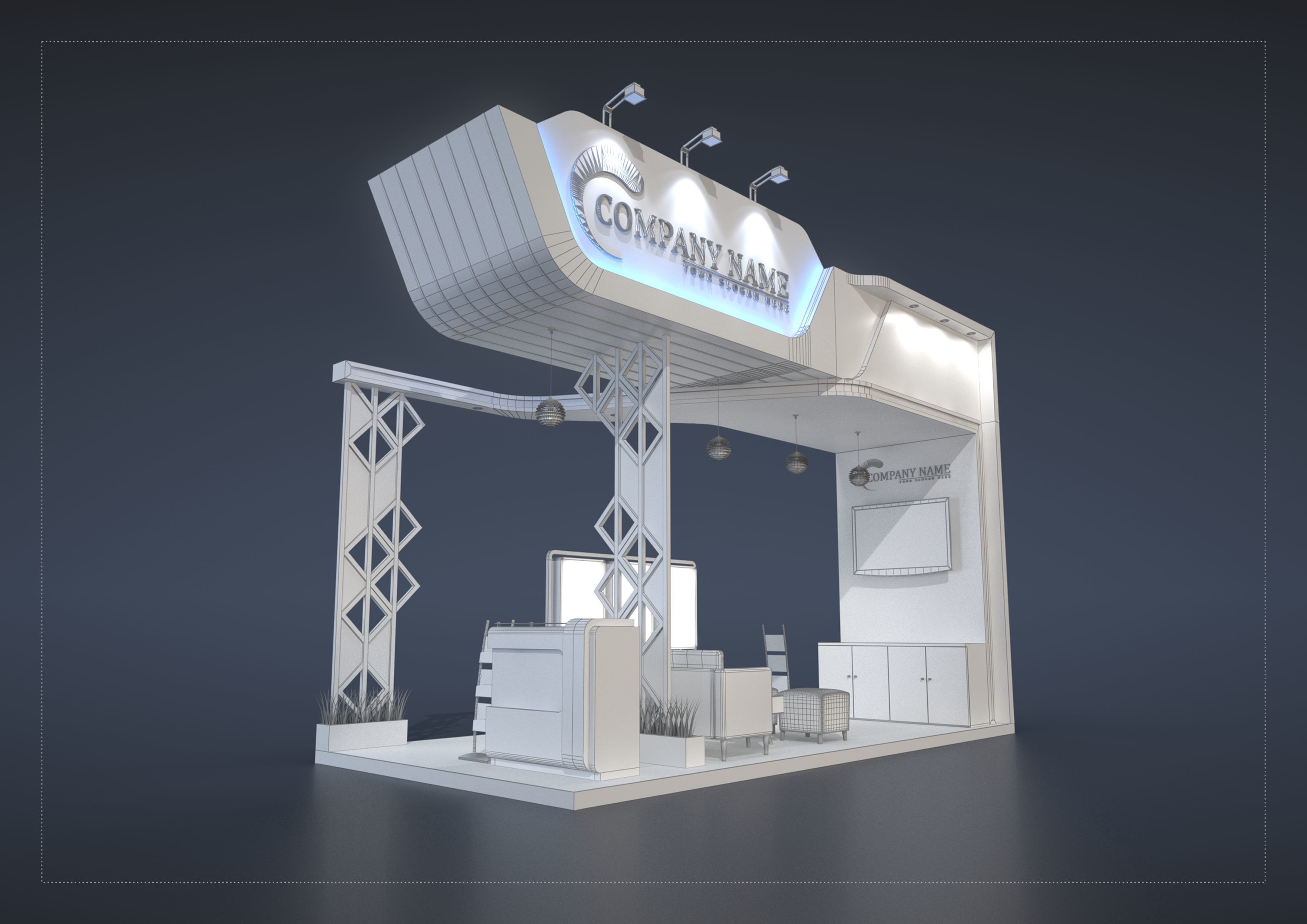 exhibition stand 6x3m prc 18 sqm 3D model_5