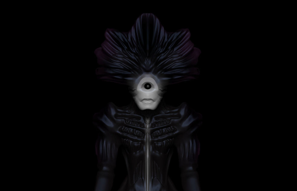 demon face with eyes 3D model_1