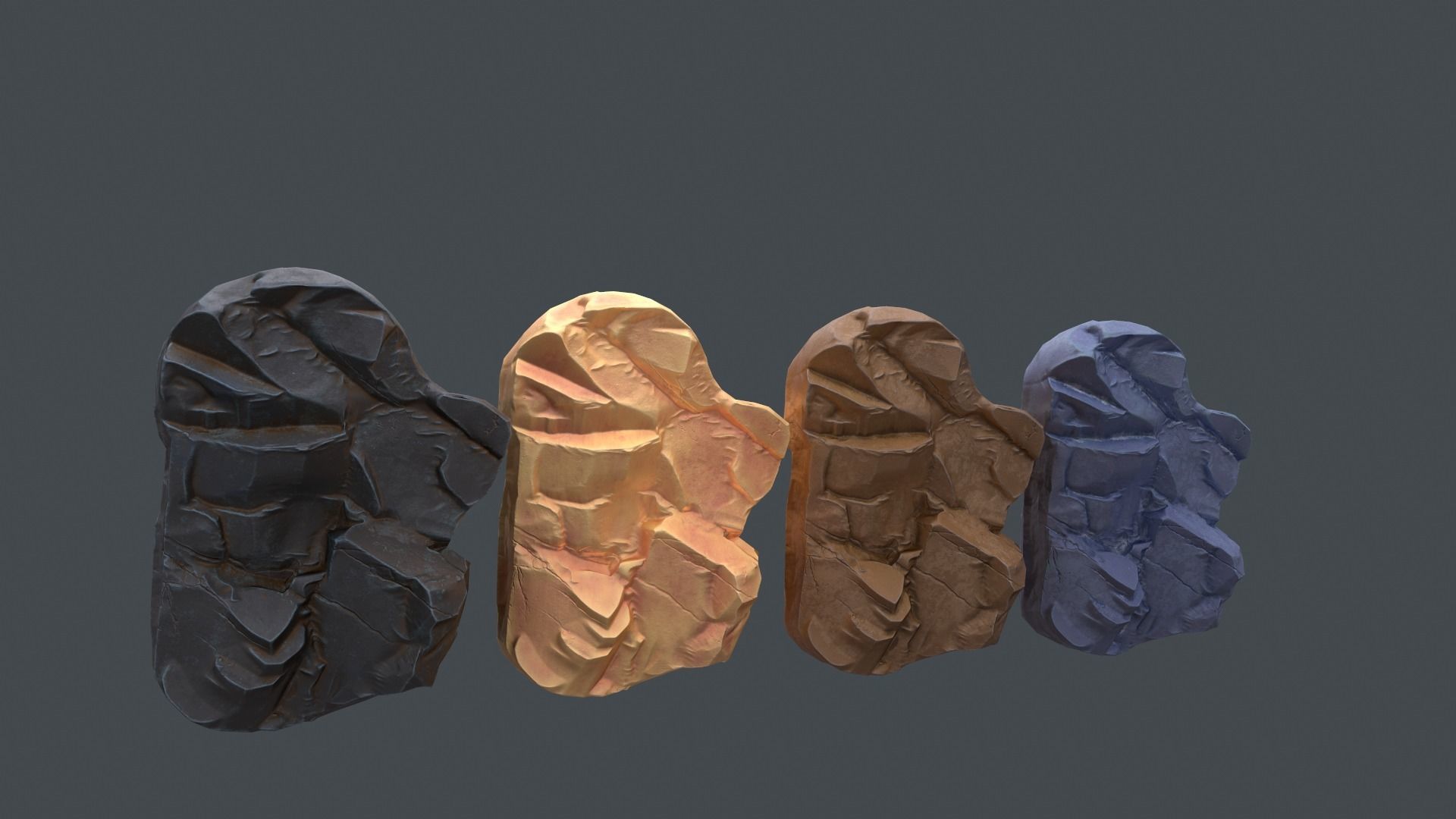 Rocks for far view Low-poly 3D model_2