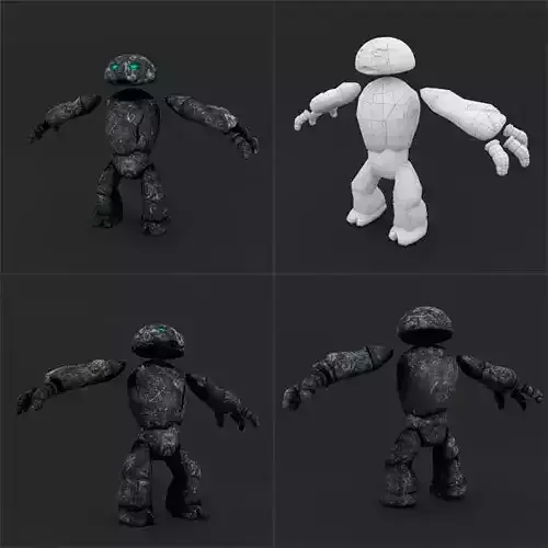 Stone Golem LowPoly Rigged Animation