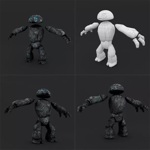 Stone Golem LowPoly Rigged Animation Free low-poly 3D model