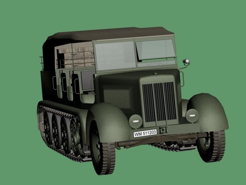 German WWII SdKfz-7 half-track 3D model_6