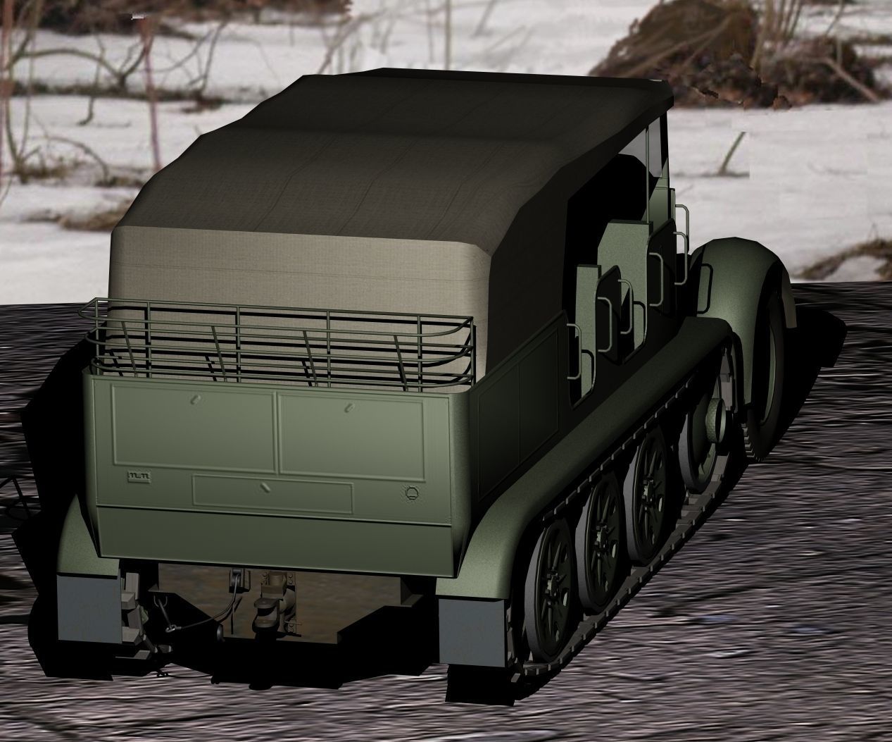 German WWII SdKfz-7 half-track 3D model_2