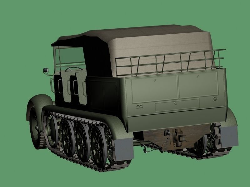 German WWII SdKfz-7 half-track 3D model_5