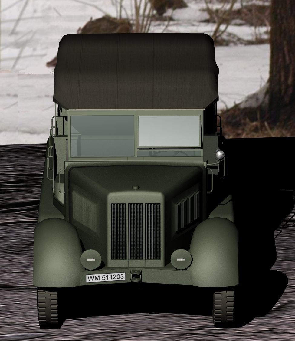 German WWII SdKfz-7 half-track 3D model_3