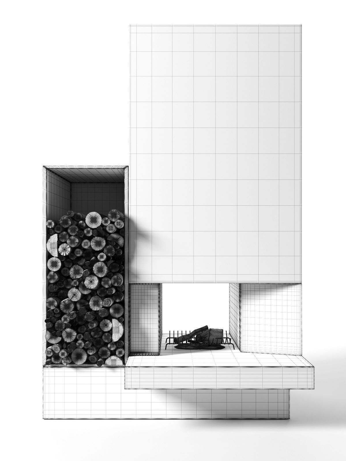 Modern Fireplace 3D model_3