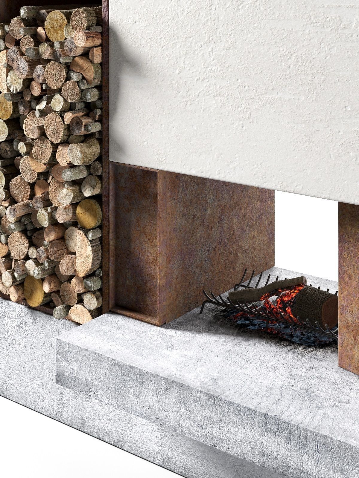 Modern Fireplace 3D model_1