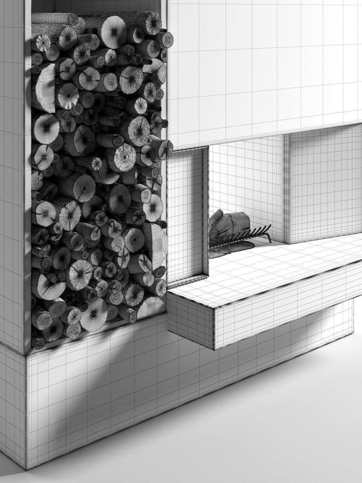 Modern Fireplace 3D model_4