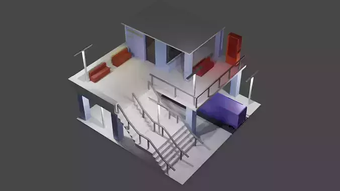 Bus station - low poly