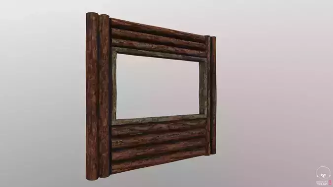 Game ready Wood wall whit window frame 3D model Low-Poly Low-poly 3D model