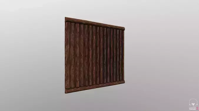 Game ready Wood wall 3D model Low-Poly