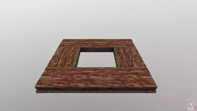 Game ready Wood ceilling whit trapdoor frame 3D model Low-Poly