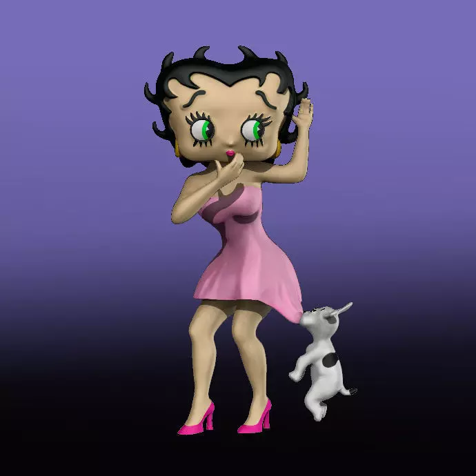 Betty Boop With Her Dog 3D print model_0
