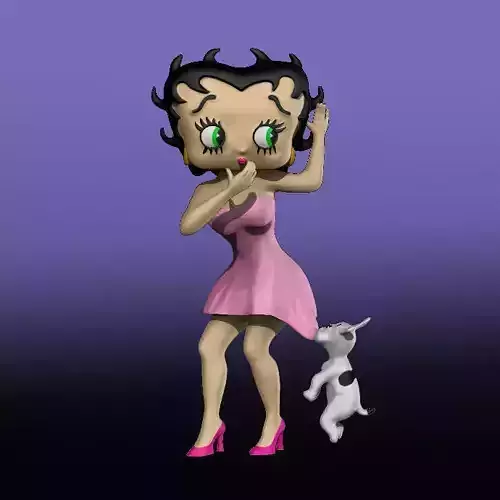 Betty Boop With Her Dog 3D print model