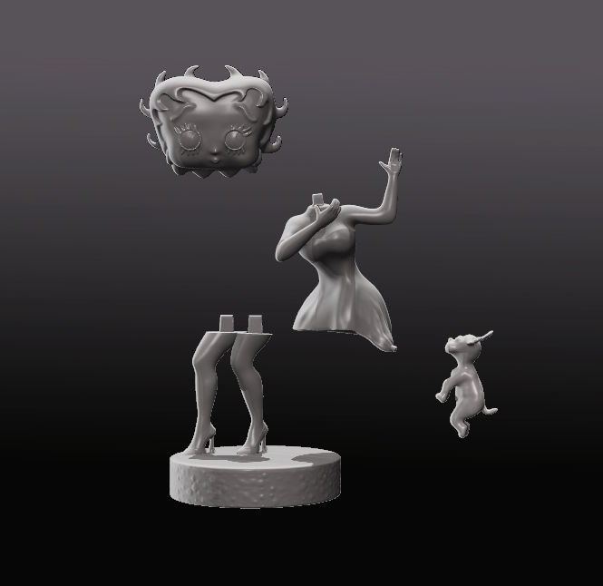 Betty Boop With Her Dog 3D print model_2