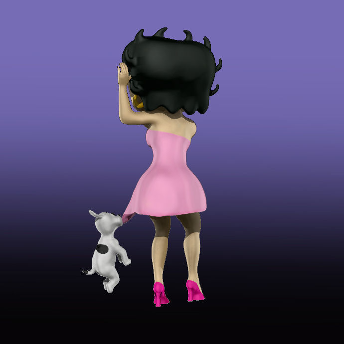 Betty Boop With Her Dog 3D print model_1