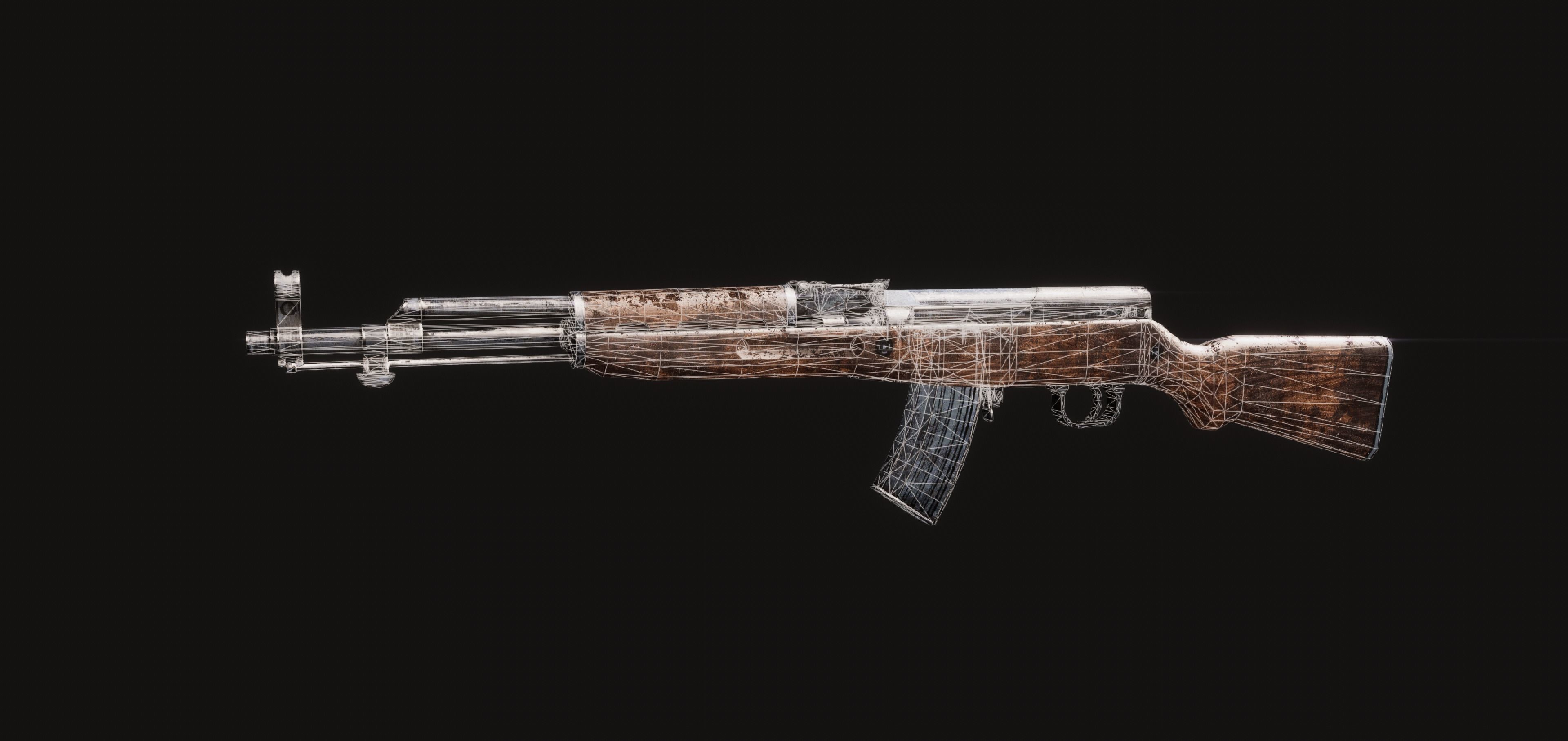 SKS Rifle Low-poly 3D model_5