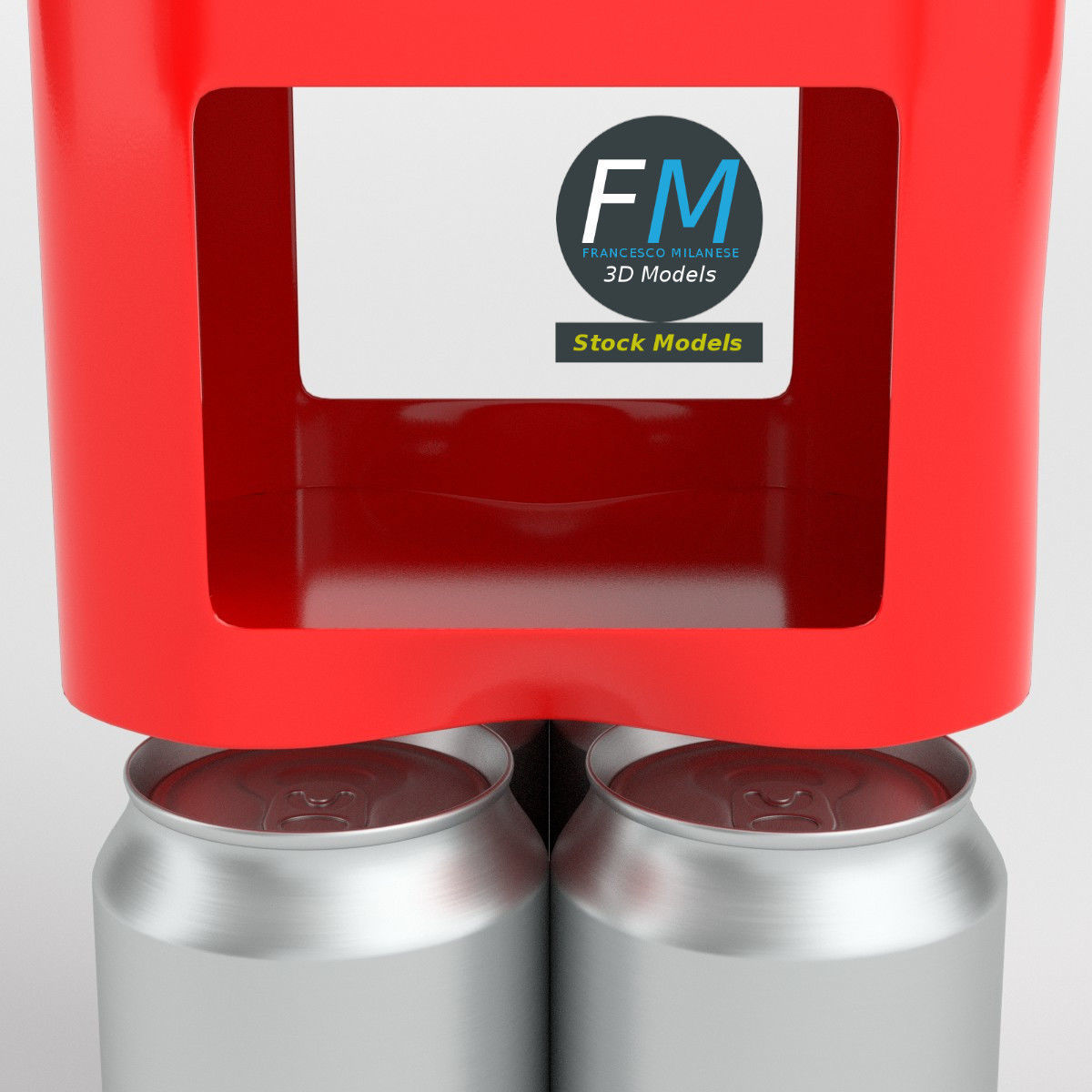 Pack of four soda cans 3D model_4