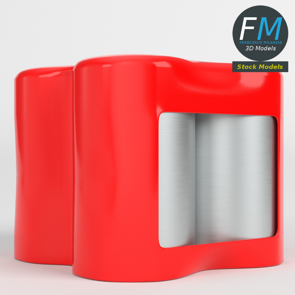 Pack of four soda cans 3D model_3