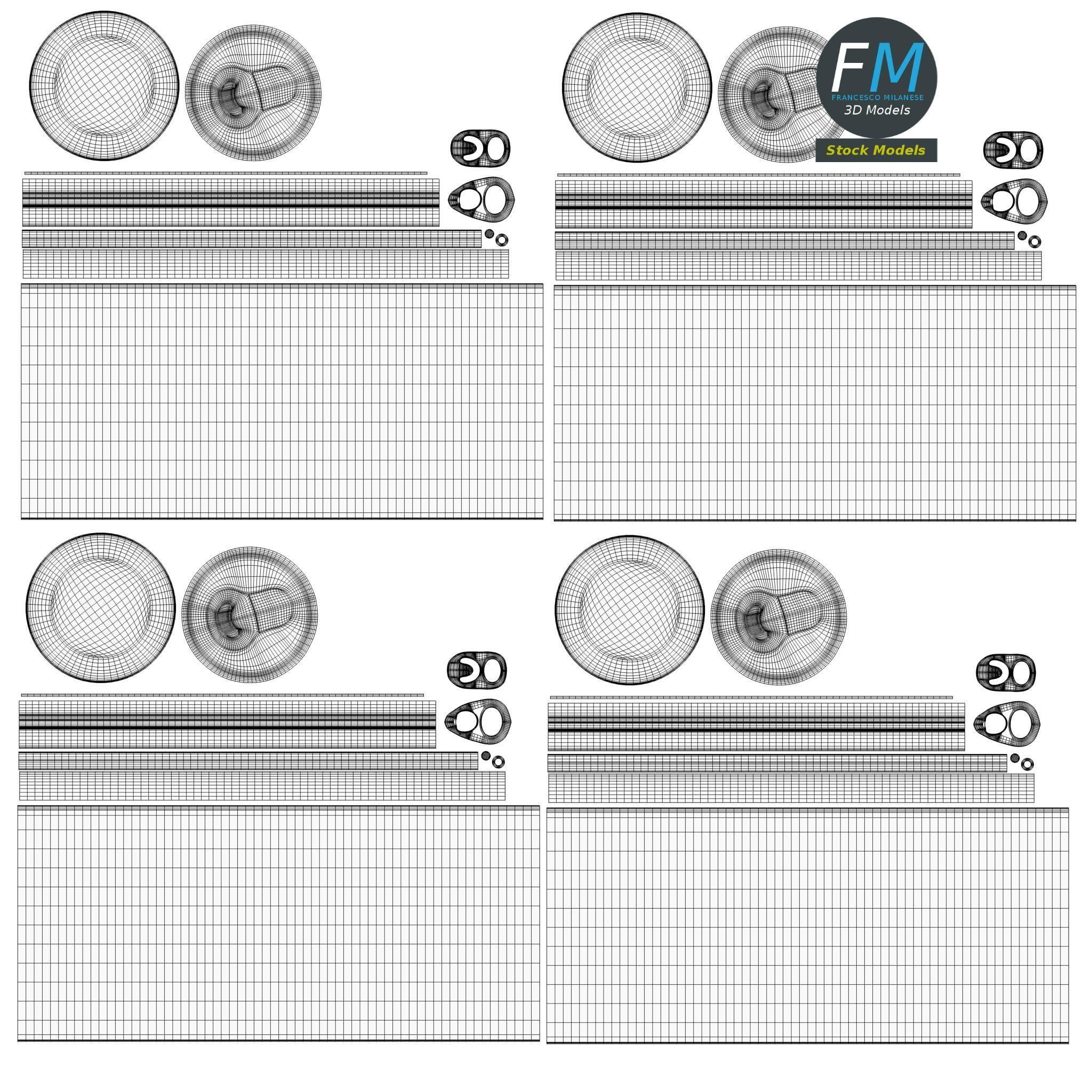 Pack of four soda cans 3D model_12