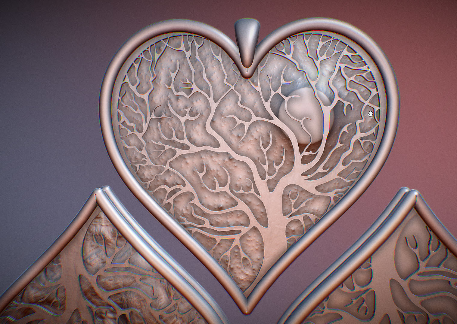 Tree of life Heart pendant 3D print model_7