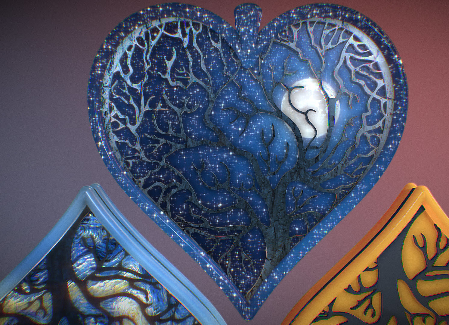 Tree of life Heart pendant 3D print model_16