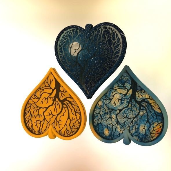 Tree of life Heart pendant 3D print model_59