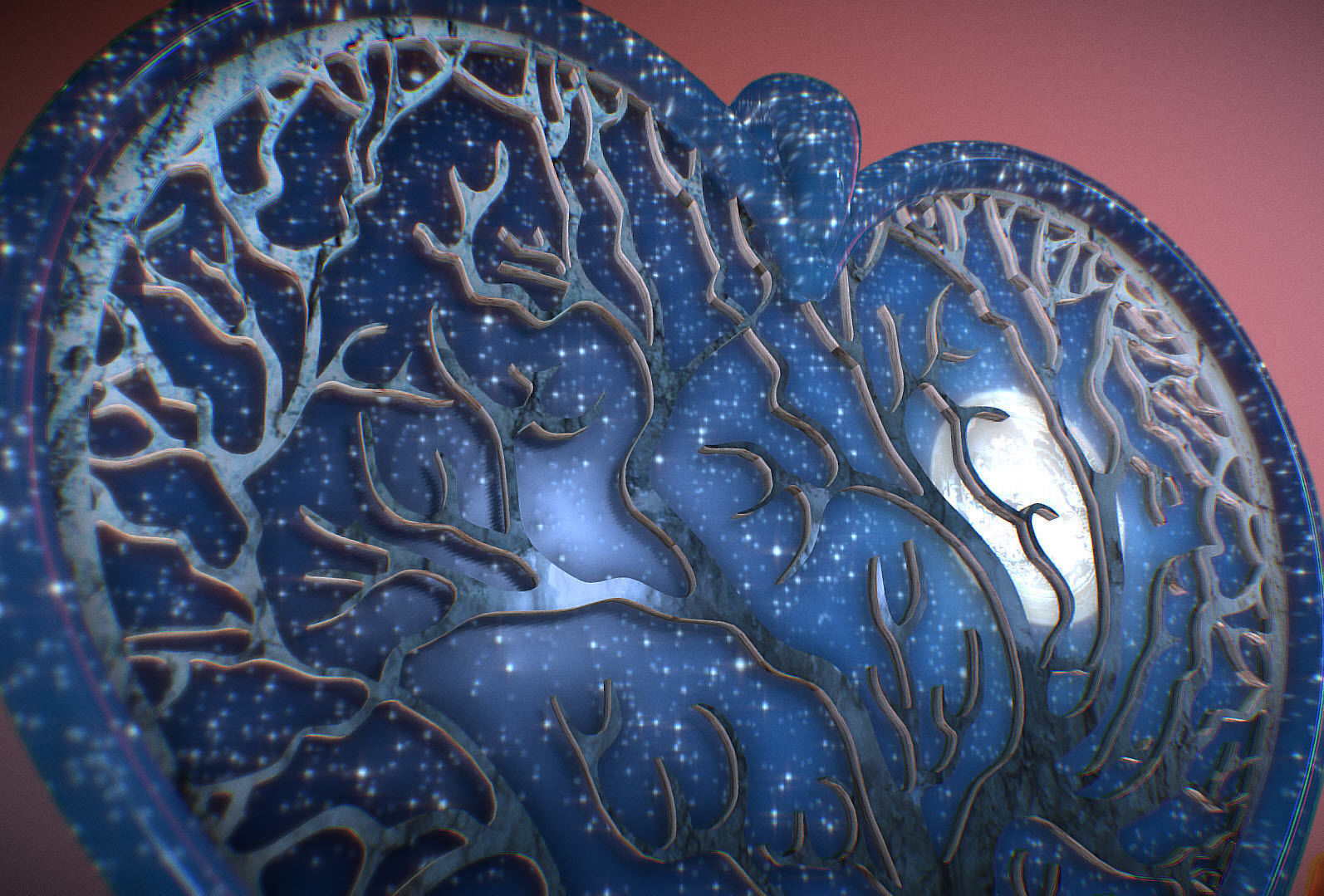 Tree of life Heart pendant 3D print model_3