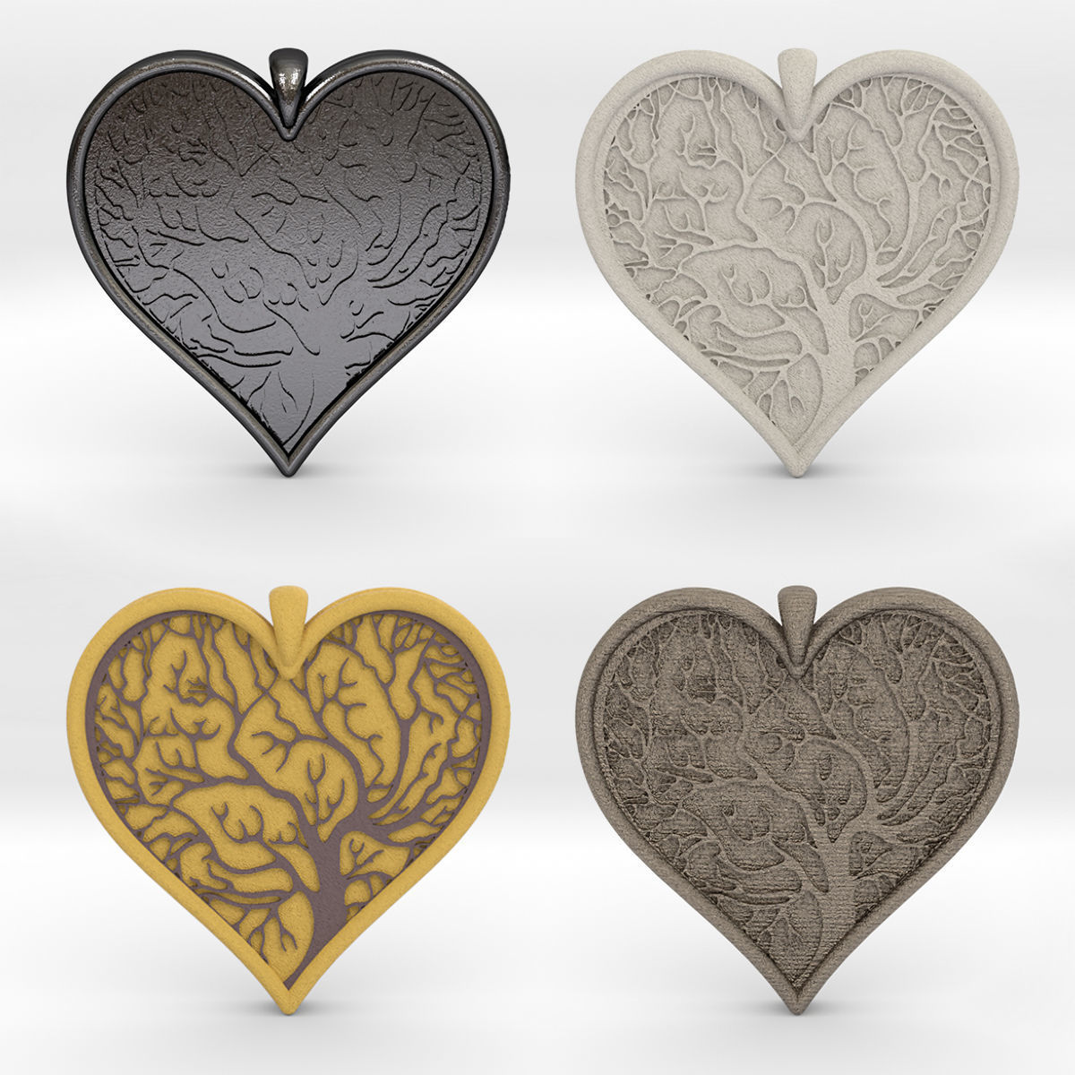 Tree of life Heart pendant 3D print model_26