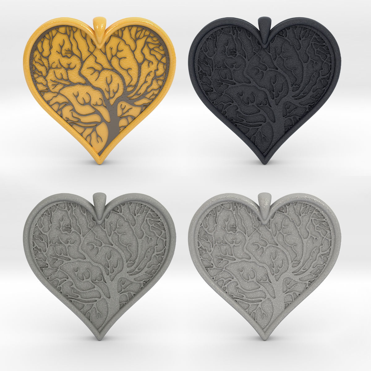 Tree of life Heart pendant 3D print model_19